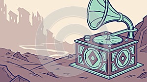 Vintage Gramophone with Geometric Patterns, vector design Generative AI