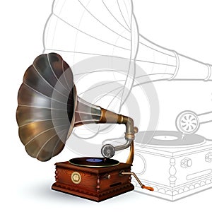 Vintage Gramophone illustration