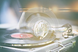 Vintage gramophone with a plate