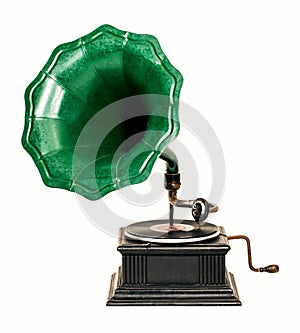 Vintage gramophone record player