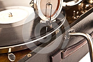 Vintage gramophone with a vinyl