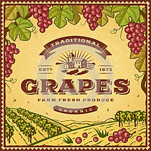 Vintage grapes label