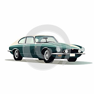 Vintage Graphic Design: Charming Jaguar Xj12 Sports Car On White Background