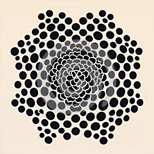Vintage Graphic Design: Multilayered Flower Shape With Black Dots