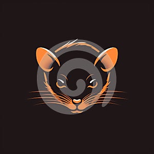 Vintage Graphic Design: Orange Mouse Head Logo On Dark Background