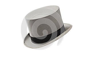 Vintage gray felt top hat with black band