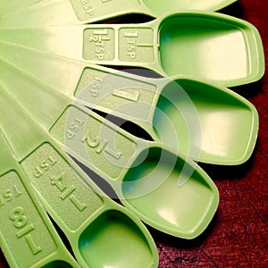 Vintage green measuring spoons.