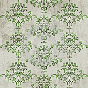 vintage green paisley pattern floral batik bohemian print texture grunge wallpaper background