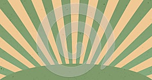 Vintage green sun retro banner background. Grunge sunburst. Sun beam textured sunlight Vector illustration.