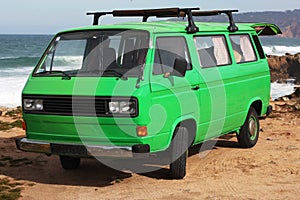 A vintage green van