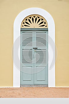 Vintage green window and door