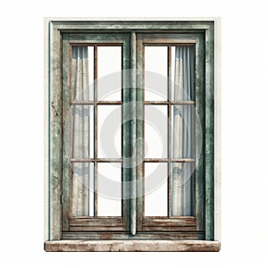 Vintage Green Window: Lifelike Renderings Of Detailed Drapery