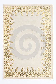 Vintage Greeting Card with Elegant Floral Embellished Golden Border