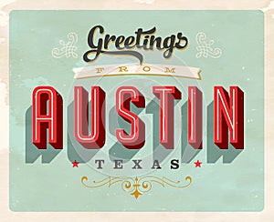 Vintage greetings from Austin vacation card