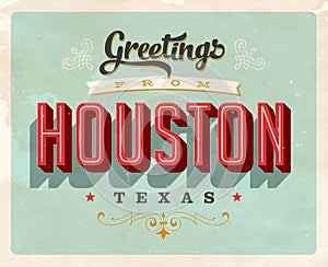 Vintage greetings from Houston vacation card