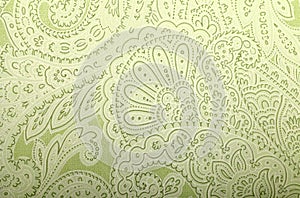Vintage grey and green wallpaper with paisley pattern