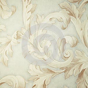 Vintage grey victorian wallpaper with beige baroque vignette