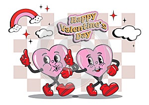 vintage groovy characters. Happy Valentine\'s Day