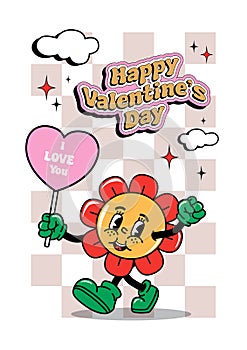 vintage groovy characters. Happy Valentine\'s Day