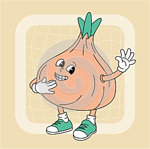 Vintage groovy onion character