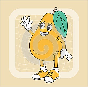 Vintage groovy pear character.