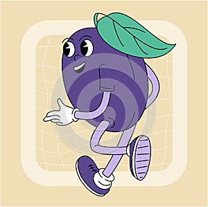 Vintage groovy plum character.