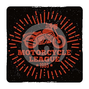 Vintage grunge motorcycle league emblem design