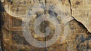 Vintage Grunge Newspaper Texture: Aged Paper Background Generated by AI
