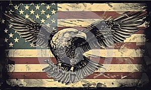 Vintage grunge USA background, USA flag and color theme, 4th of July, Independence day. Generative Ai