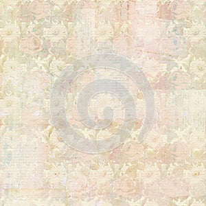 Vintage Grungy Antique Collage Background with flowers, and ephemera