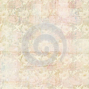 Vintage Grungy Antique Collage Background with flowers, and ephemera