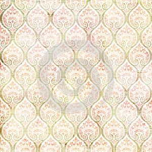 Vintage grungy damask repeating pattern photo