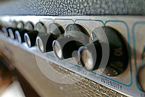 Vintage Guitar Amp Knobs in a Closeup View