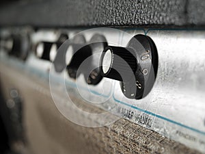 Vintage guitar amplifier closeup