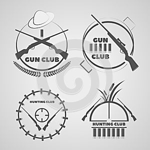 Vintage gun club labels emblems and design elements eps 10