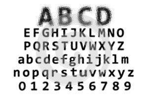 Vintage halftone display font alphabet