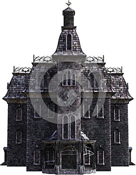 Vintage Halloween Haunted House, Isolated