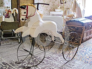 Vintage Hand Carved Horse Tricycle