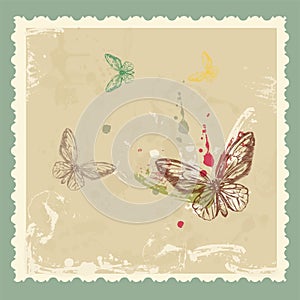 Vintage hand drawing butterfly