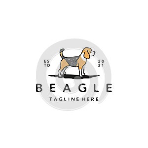 Vintage Hand drawn Beagle Dog Logo Design Vector