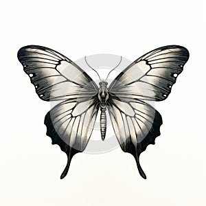 Vintage Hand Drawn Butterfly Illustration In Gothic Style