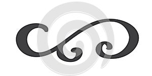 Vintage hand drawn flourish separator Calligraphy elements symbol linked, join, passion and wedding. Template for t