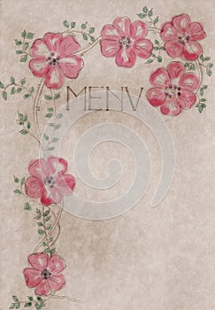 Vintage hand drawn menu card cover, artwork