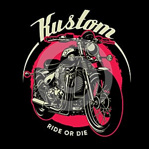 Vintage Hand Drawn Motorcycle. Retro Vector T-shirt Design