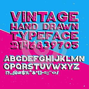 Vintage hand drawn typeface with stamp effect