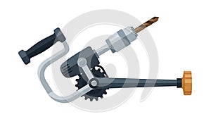 Vintage Hand Drill with Crank and Bit