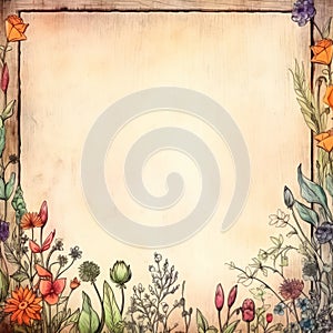 Vintage Hand Painted Floral Frame Stock Photo