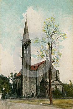 Vintage hand tinted photo of Stock Photo - St.Paul`s Church , Pune