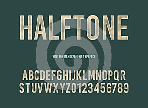 Vintage handcrafted typeface with halftone effect. grunge letters. vector illustration