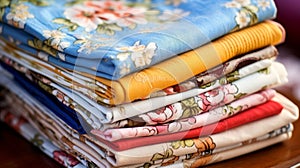 Vintage handkerchiefs arranged in stack